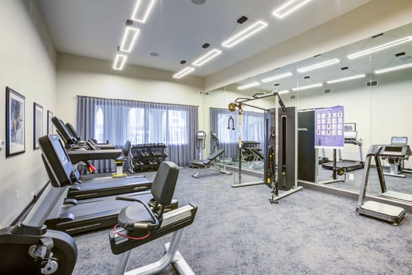 Interior view of a fitness room with equipment