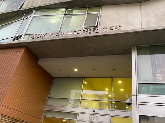 Exterior view of Parkview Terrace Senior Community entrance