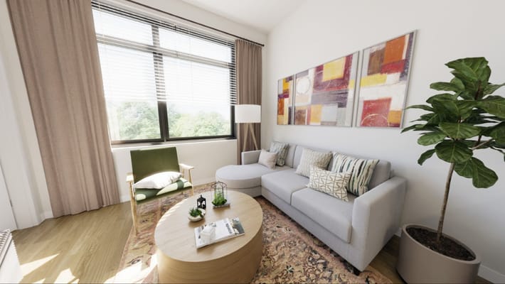 A cozy residential room with modern furnishings