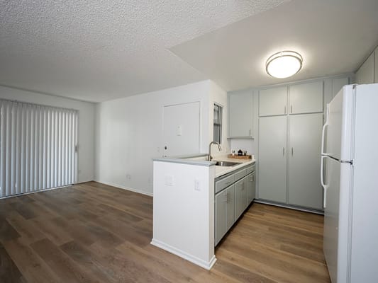 Modern kitchen area in a senior living unit