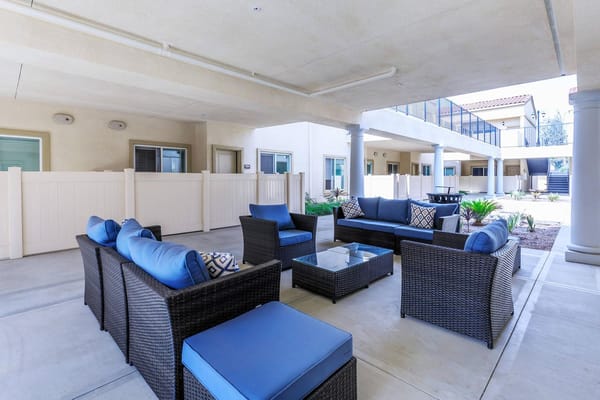 Outdoor seating area with comfortable furniture