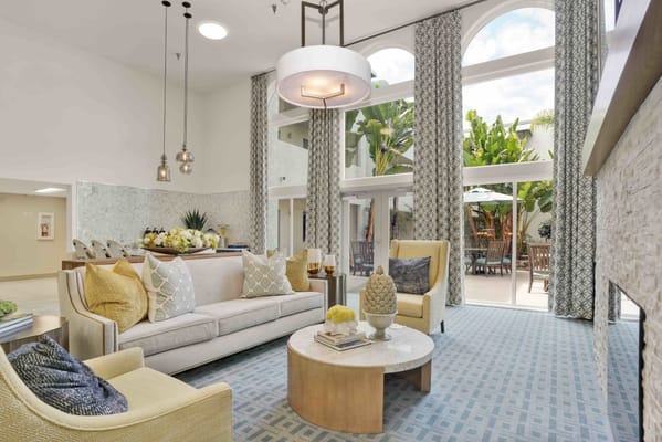 Bright and welcoming common area with seating