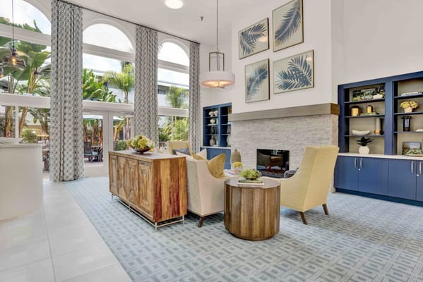 Bright interior common area with comfortable seating