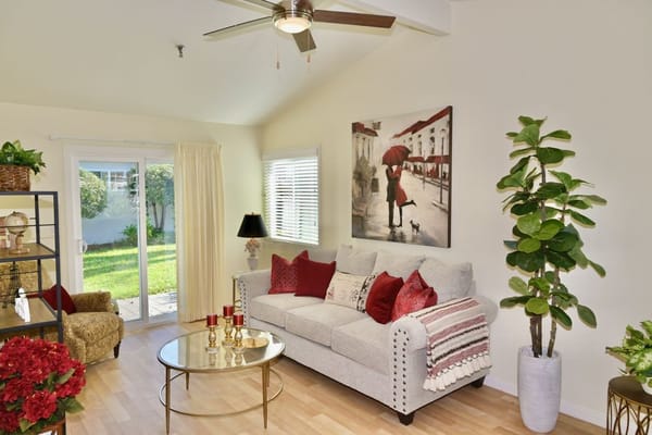 Cozy interior lounge area with seating and decor