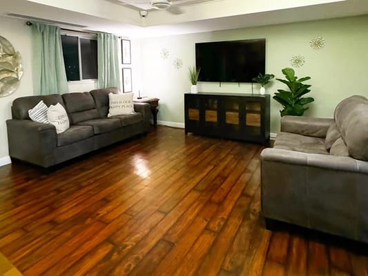 Bright common area with comfortable seating