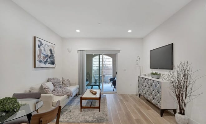 Cozy interior of a resident room with modern decor