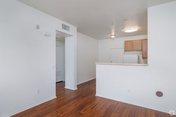 Spacious living area in a senior apartment unit
