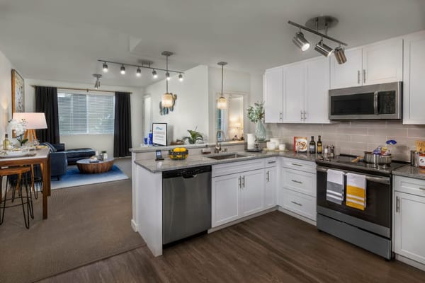 Modern kitchen interior of a resident's unit
