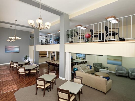 Common area with seating and billiards table