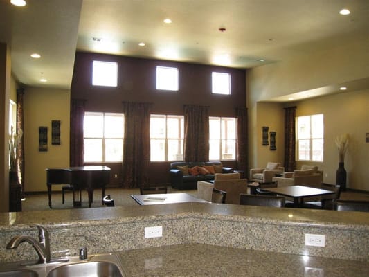 Common area in a senior living facility with seating