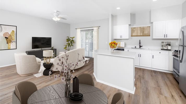Bright and spacious interior of a living area