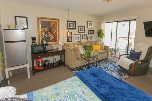 Cozy interior of a resident's living space with decorations