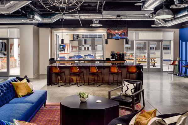 Interior common area with seating and bar