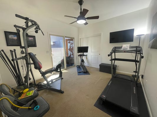 Fitness equipment in an interior exercise room