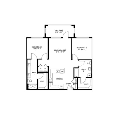 Architectural floor plan of a resident unit