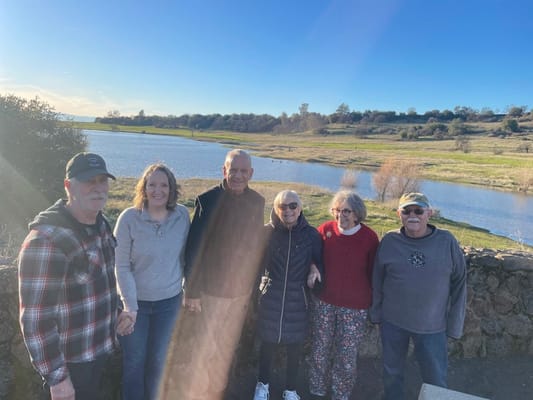 Residents enjoying time outdoors by the water