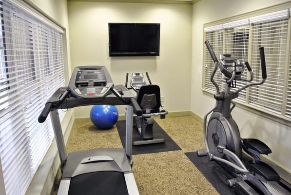 Fitness area with exercise equipment