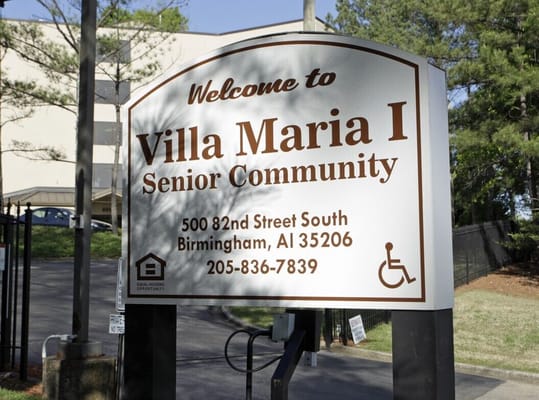 Sign at Villa Maria I Senior Community entrance