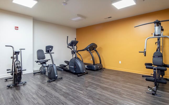 Fitness equipment in a gym