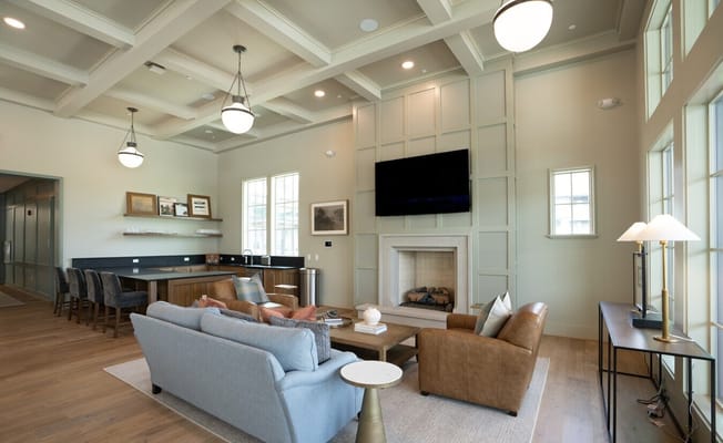 Bright and spacious common area with cozy seating