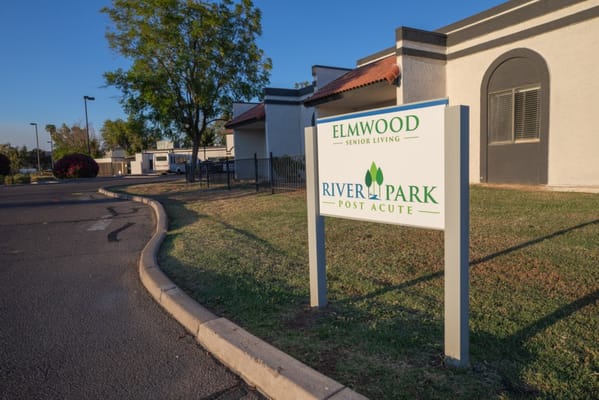 Exterior view of Elmwood Senior Living facility sign