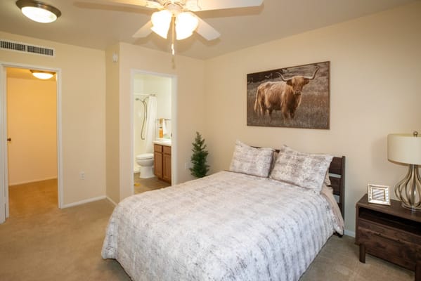 Cozy resident room with a bed and decor