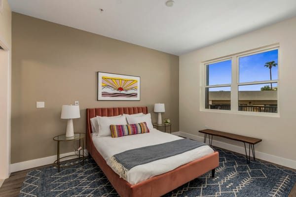 Bright and inviting resident room with modern decor