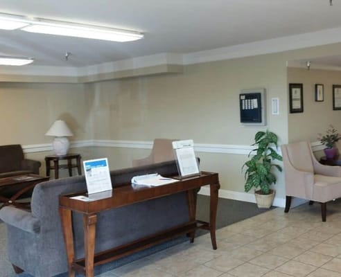 Interior view of a common area in a senior living facility