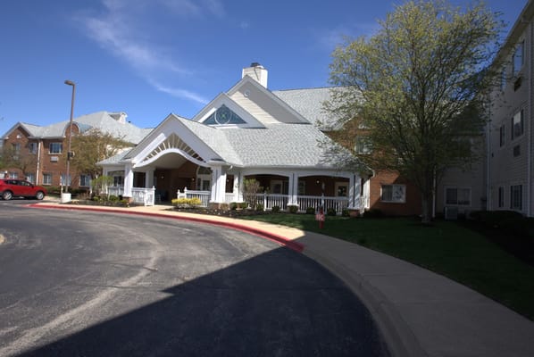 Exterior view of the assisted living facility's entrance
