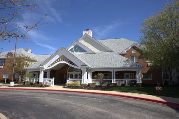 Front entrance of a senior living facility