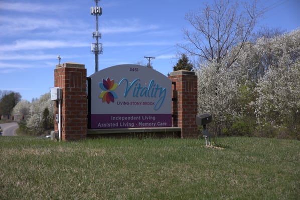 Entrance sign for Vitality Living Stony Brook