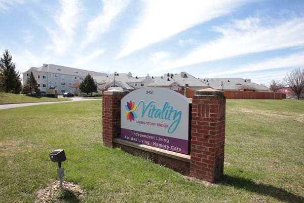Vibrant logo and sign for Vitality Living Stony Brook