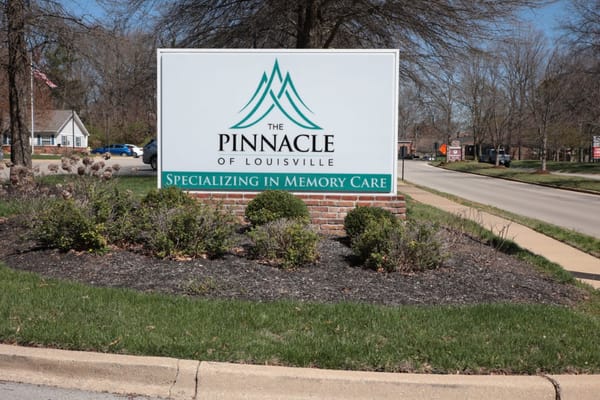 Sign of The Pinnacle of Louisville specializing in memory care