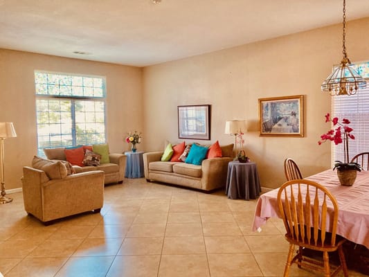 Comfortable living room with plush sofas and decorative accents