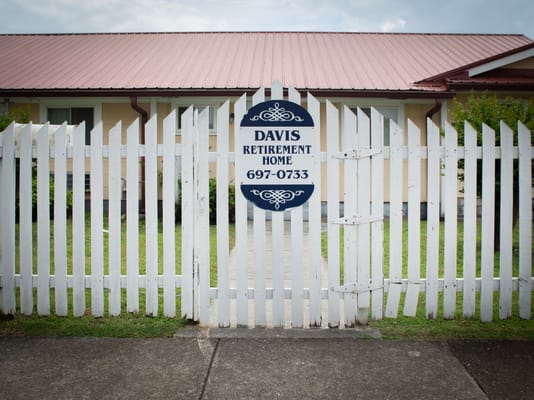 Sign at the entrance of Davis Retirement Home