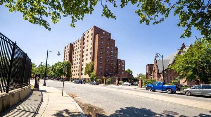 Exterior view of Saint Elizabeth Apartments for Seniors.