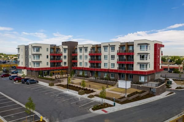 Exterior view of Crossing Pointe North Apartments