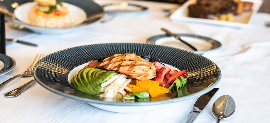 A gourmet meal served in a dining area