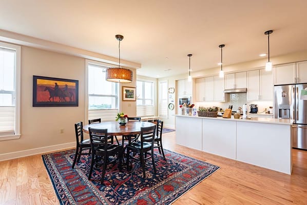 Bright dining area in a modern kitchen setting