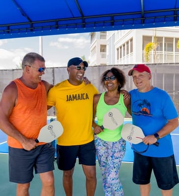 Residents enjoying a game outdoors