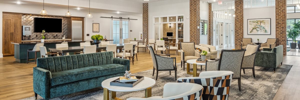 Interior common area with seating and dining space