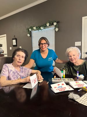 Residents engaging in an arts and crafts activity