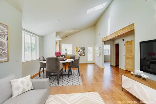 Bright living room with dining area and modern decor