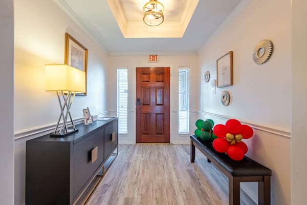 Bright and welcoming hallway with decorative elements