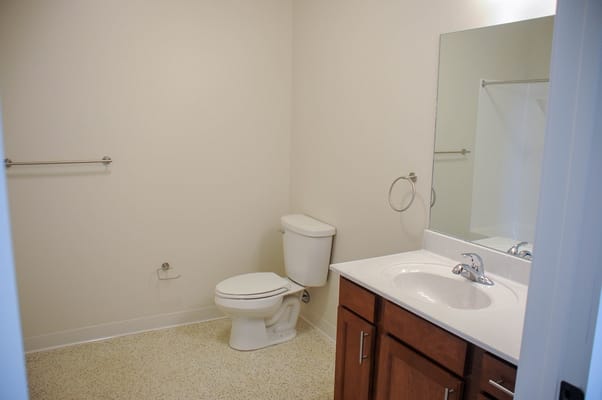 Modern bathroom with a toilet and sink