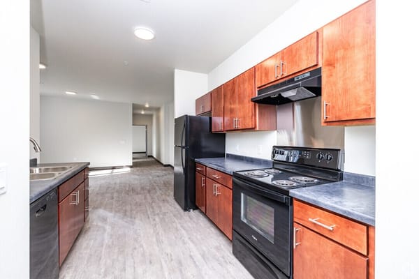 Modern kitchen space in a senior living facility