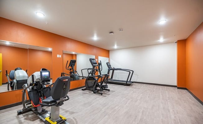 Interior view of a fitness room with equipment