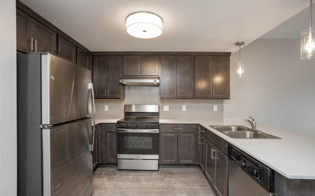 Contemporary kitchen with stainless steel appliances