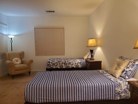 Cozy bedroom setup in a senior living space