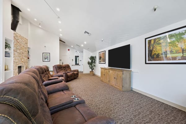 Interior view of a common area with seating